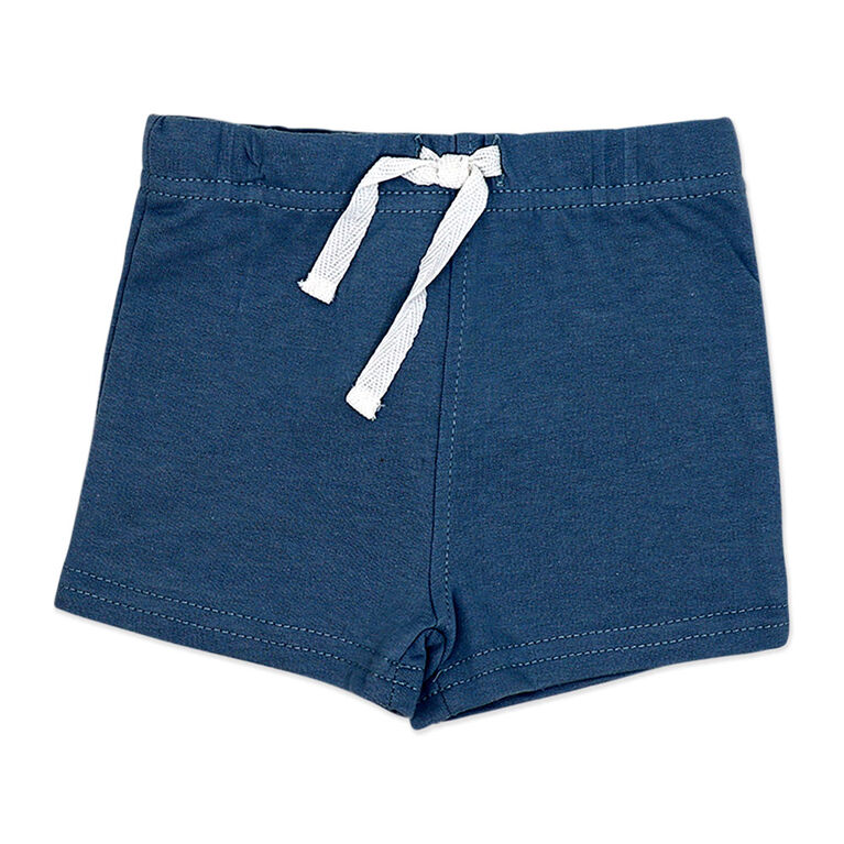 Mini Hop 3 Piece Blue Short Set: Animals