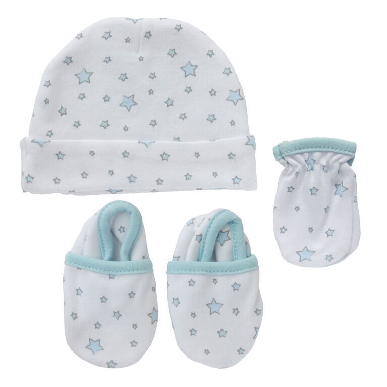 Koala Baby 3-Pack Set - Hat, Mittens, Booties - Blue Stars