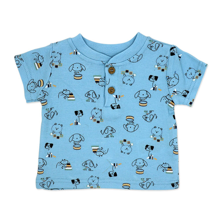 Mini Hop 3 Piece Navy Short Set: Dog 