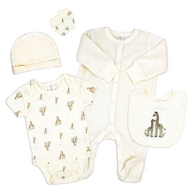 Rock a Bye Baby Cream Giraffe Velour 5 Piece Gift Set