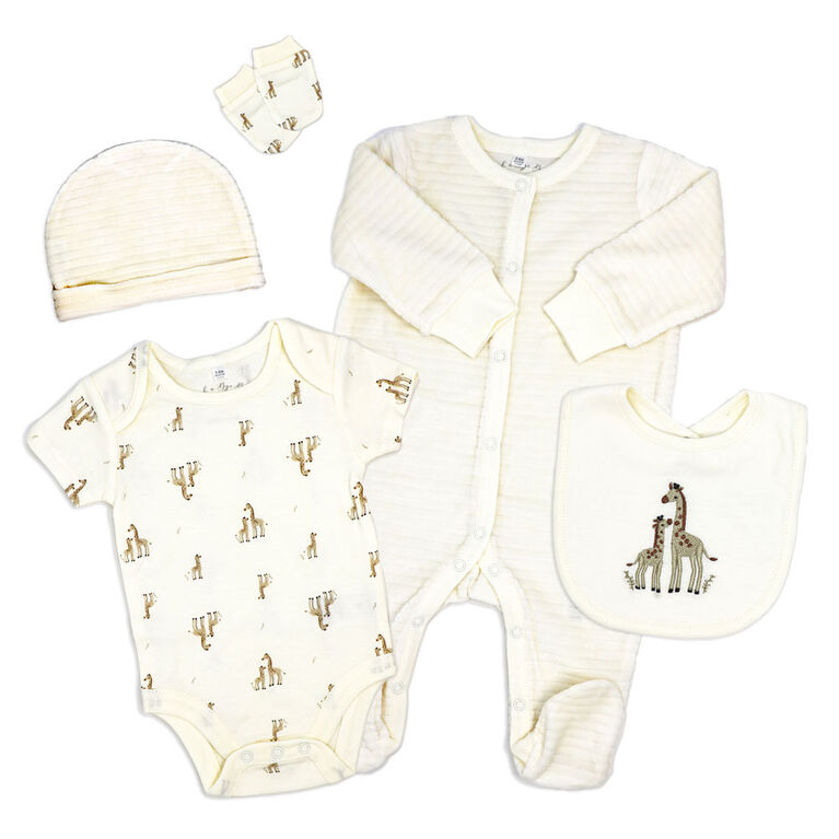 Rock a Bye Baby Cream Giraffe Velour 5 Piece Gift Set