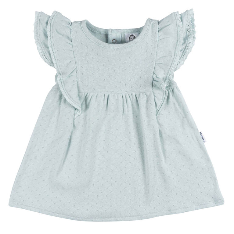 Gerber Childrenswear - 2-Piece Dress + Diaper Set Aqua Blue - 0-3M