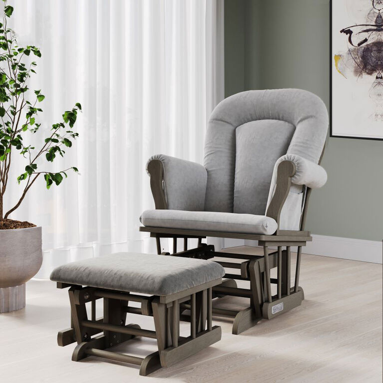 Cozy Glider & Ottoman Set, Dapper Gray