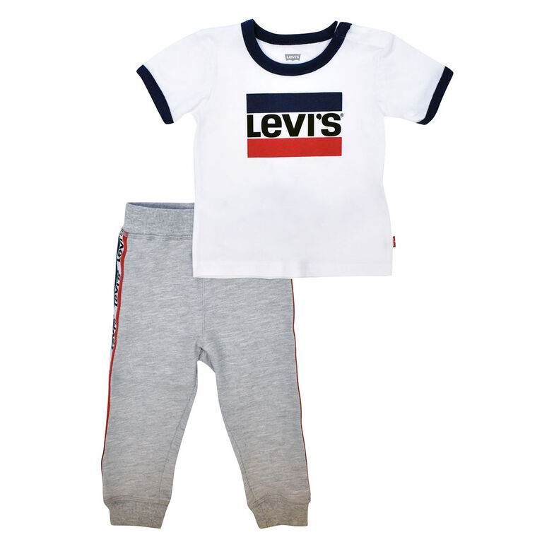 Levis ensemble Haut et Pantalon Jogging - Blanc, 6 Mois