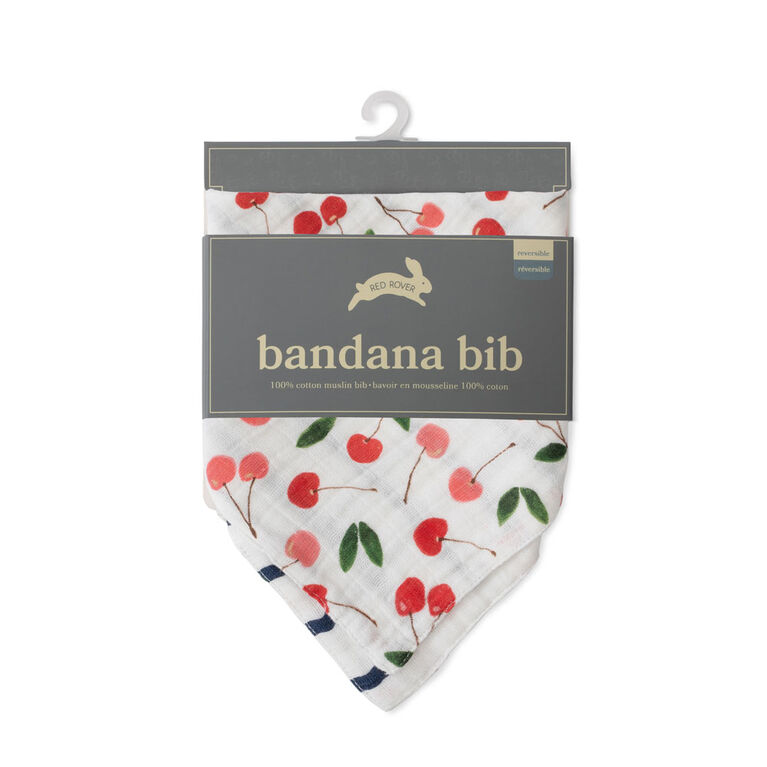 Bavoir Bandana Coton Mousseline Red Rover - Cherries - Notre exclusivité
