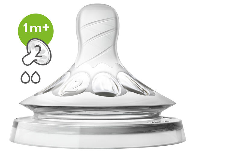 Lot de 2 Tétines Classic 1M+ Débit lent - Philips Avent