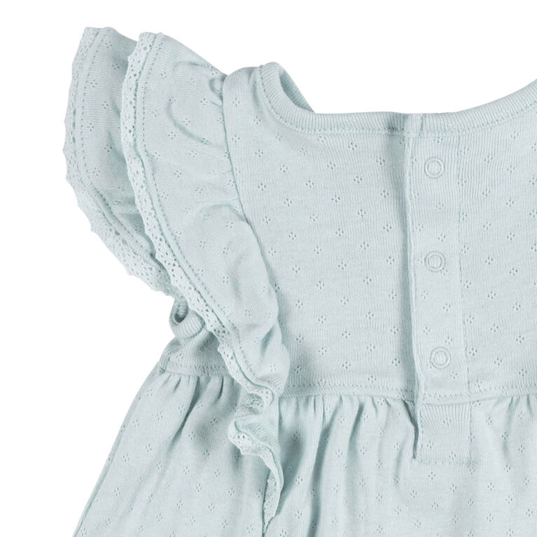 Gerber Childrenswear - 2-Piece Dress + Diaper Set Aqua Blue - 6-9M