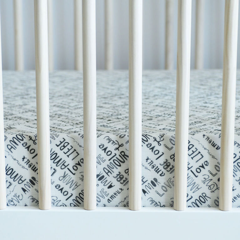 Red Rover - Cotton Muslin Crib Sheet - Love Language - R Exclusive