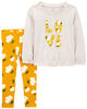 Carter's Two Piece Ivory "Love" Top and Floral Pant Set Yellow 5T