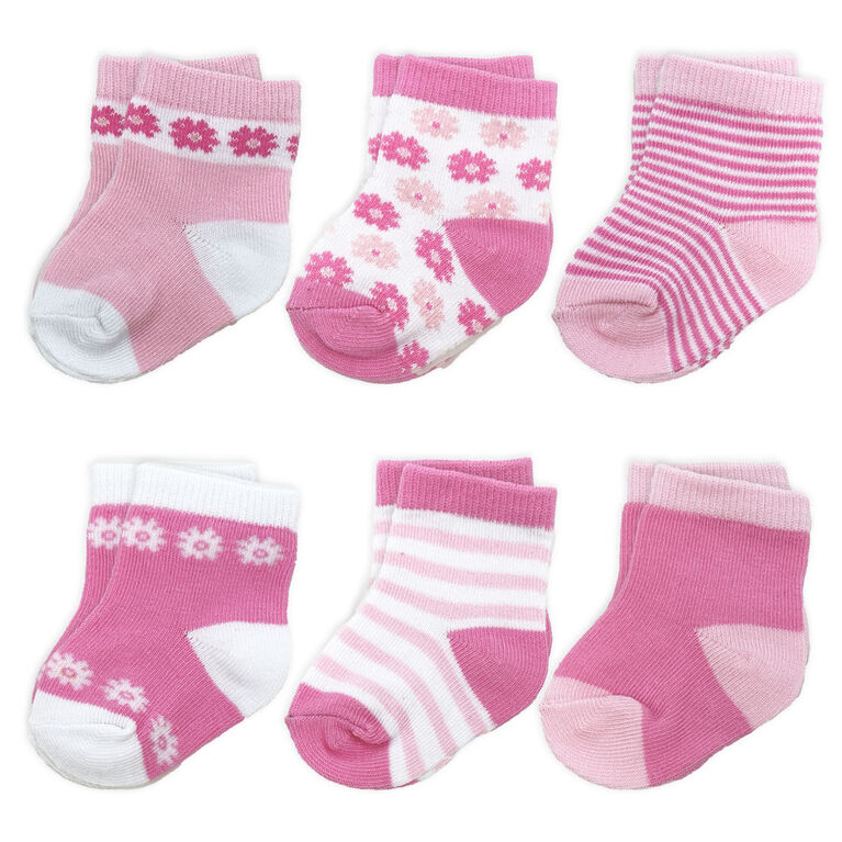 Tendertyme  6 Pack Socks:Pink Floral