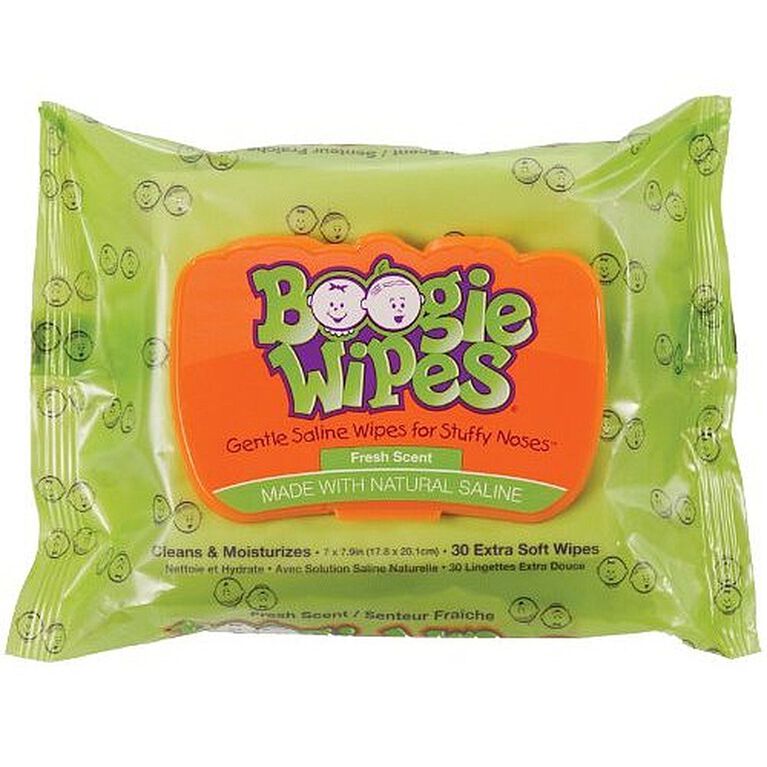 Lingettes salines nasales Boogie Wipes.