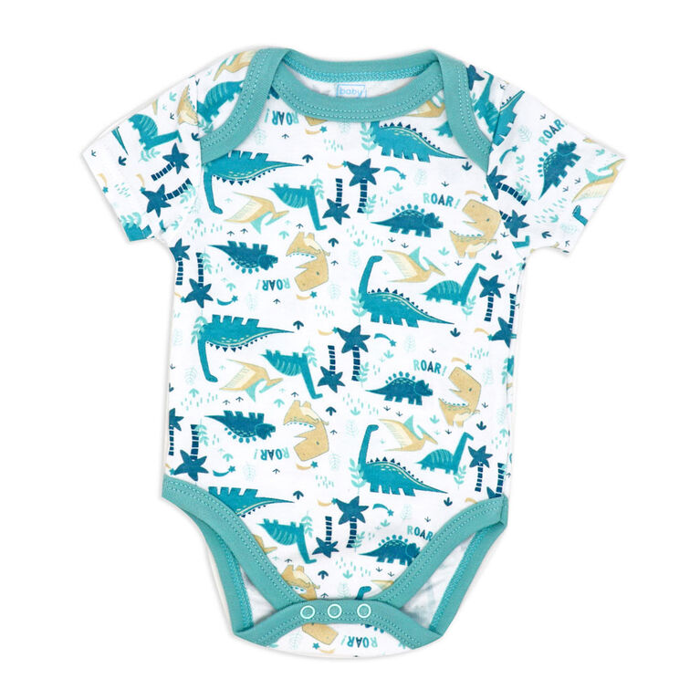 Baby Mode Paquet de 3 Bodys : dinosaure sarcelle Baby Mode Paquet de 3 Bodys : dinosaure sarcelle