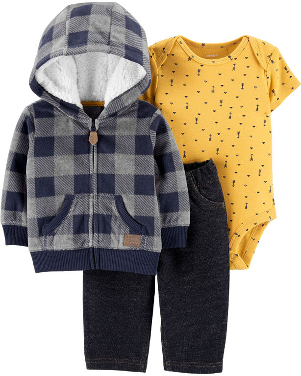 Carter's 3-Piece Plaid Cardigan Set - Navy, 12 Months