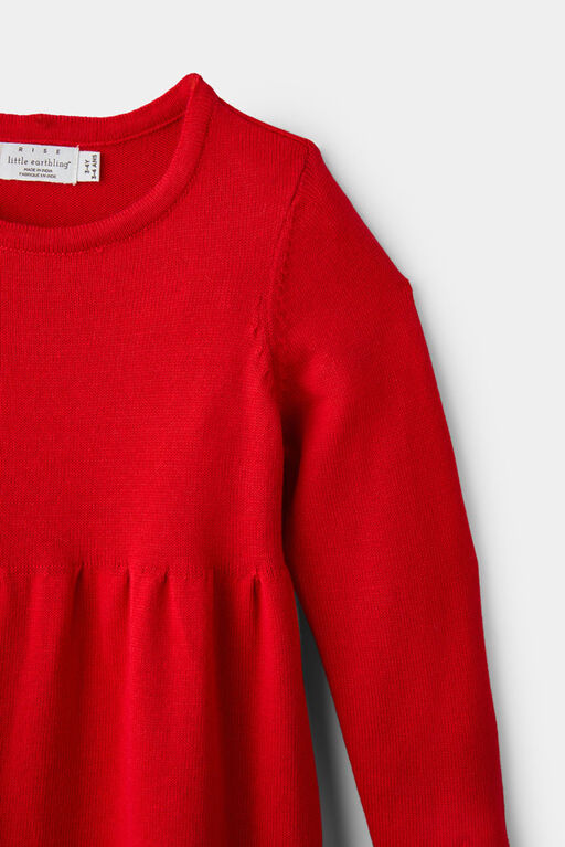 Long Sleeve Sweater Dress Red 4-5Y