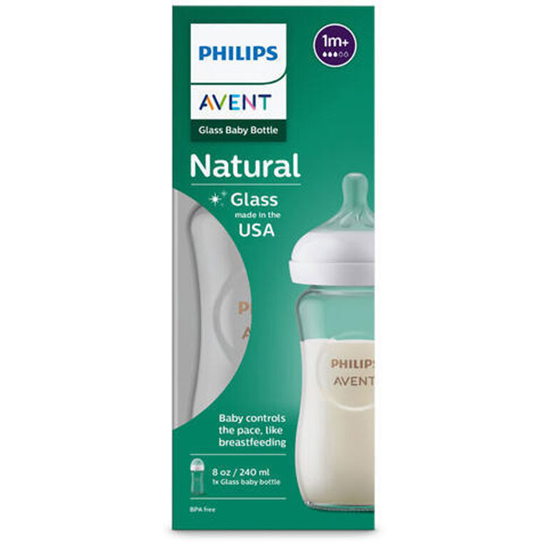 Biberon en verre naturel Philips Avent avec tétine à réponse naturelle, 8  oz, 1 paquet, SCY913/01