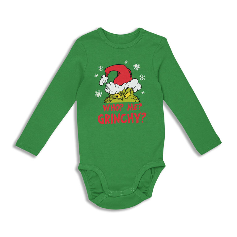 The Grinch Bodysuit, green "Who? Me?" Babies R Us Canada