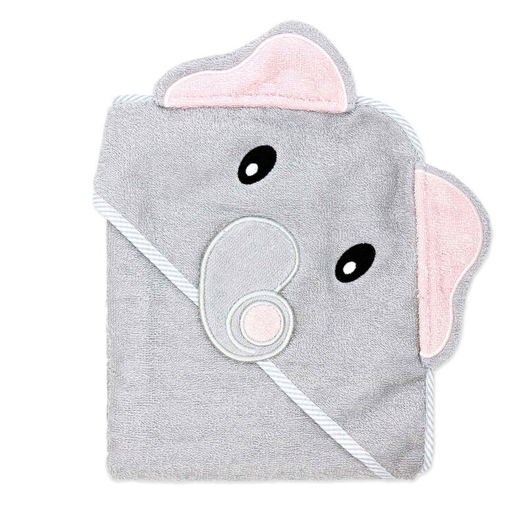 Baby Mode Signature Serviette &agrave; capuche et gant &eacute;l&eacute;phant gris