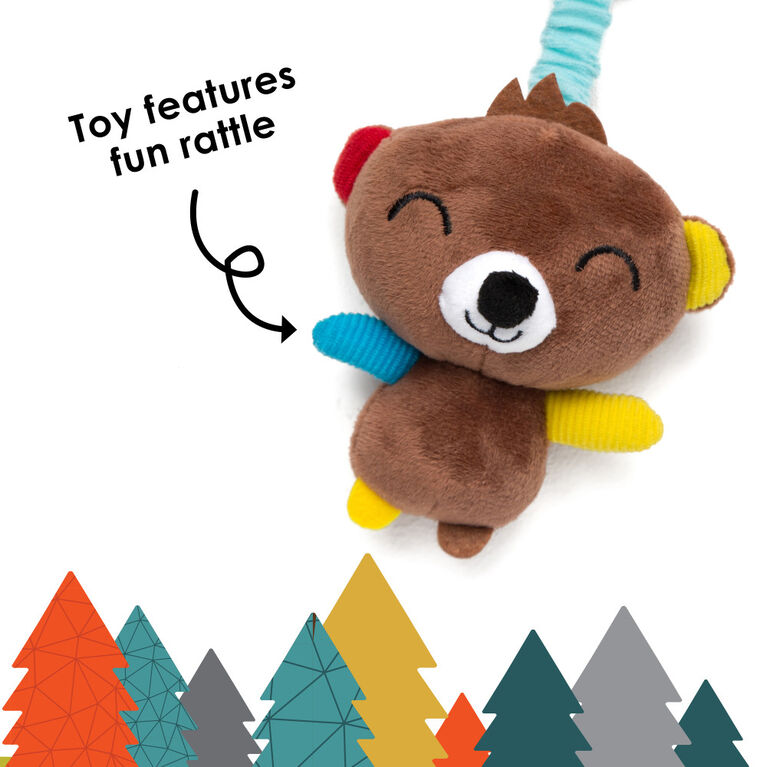 Diono Bear Character Car Seat Straps & Linkee Toy, Shoulder Pads for Baby, Infant, Toddler, 2 Pack Reversible Soft Seat Belt Cushion and Stroller Harness Covers Helps Prevent Strap irritation
