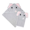 Baby Mode Signature Serviette &agrave; capuche et gant &eacute;l&eacute;phant gris