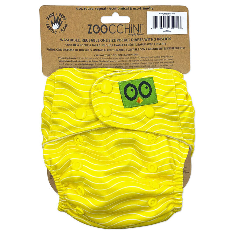 Zoocchini - Cloth Diaper & 2 Inserts - Duck - One Size - 7-35 lbs