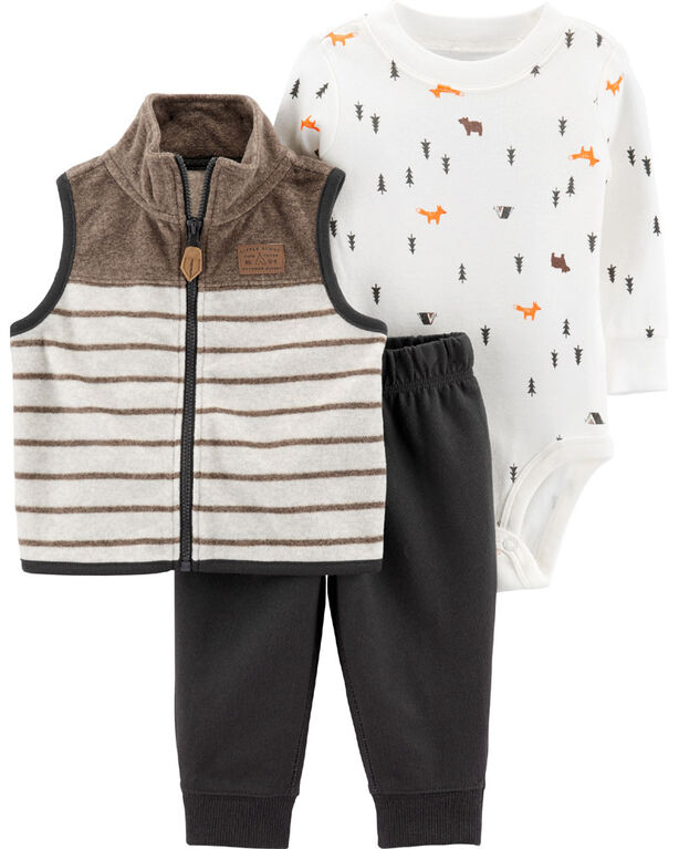 Carter's 3-Piece Camping Vest Set - Grey, Newborn