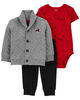 Ensemble 3 pièces cardigan Little en tricot double gris Carter’s 12M