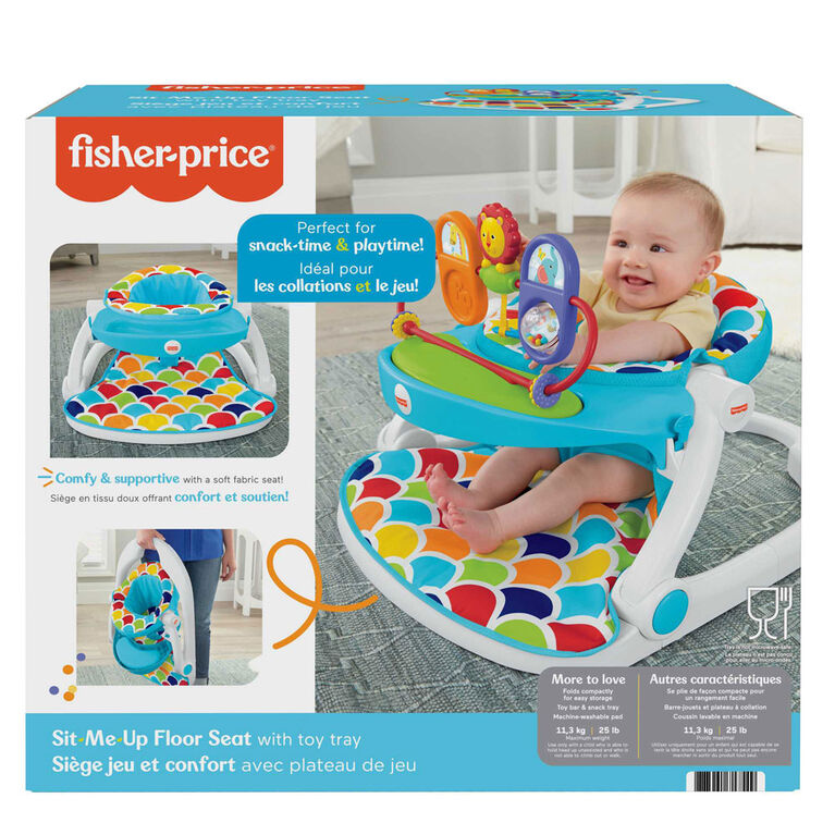 Fisher-Price Deluxe Sit-Me-Up Floor Seat Infant Chair with Feeding Tray and Toys, Happy Hills