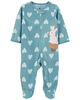 Carter's Bunny Heart Zip Up Fleece Sleep And Play Teal 6M