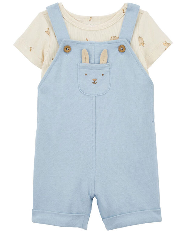 Carter's Two Piece Tee and Bunny Shortall Set Blue 18M