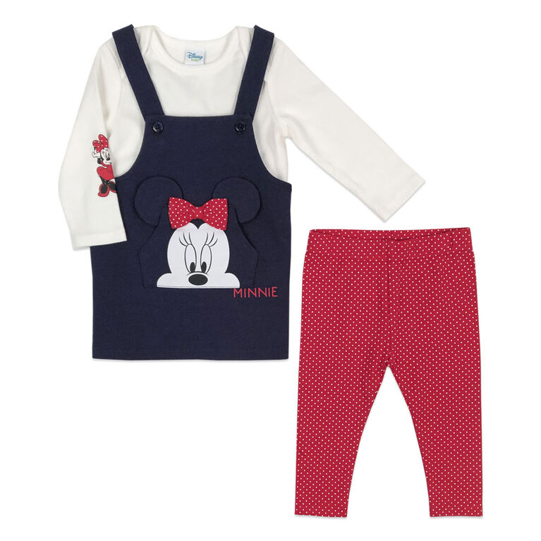 Disney Minnie Mouse Ensemble combinaison 3 Pièces - Rouge, 24 Mois