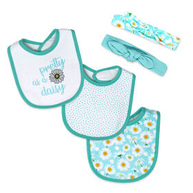 Necessities By Tendertyme  5 Piece Bib and Sock set :Aqua Daisy