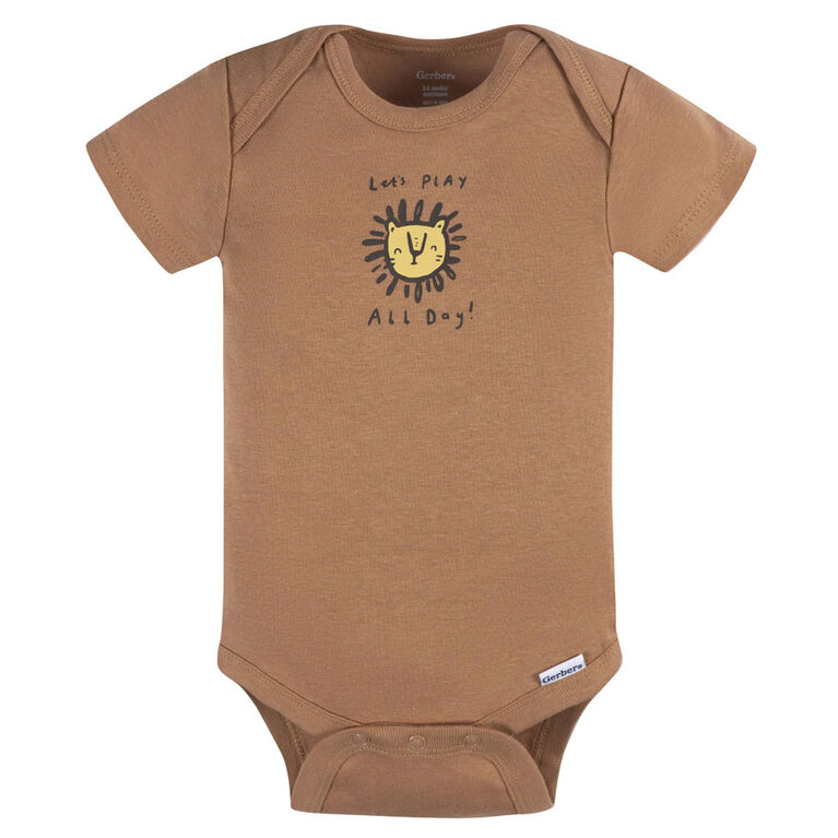Gerber Childrenswear - 3-Pack Baby Brown Short Sleeve Onesies Bodysuit - 0-3M