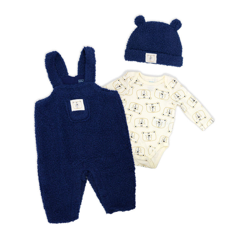 Baby Mode Ensemble de 3 chandails Sherpa : Ours bleu marine 9M