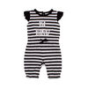 Snugabye Girls-Ruffle Sleeve Long Romper-Blk/White 0-3 Months