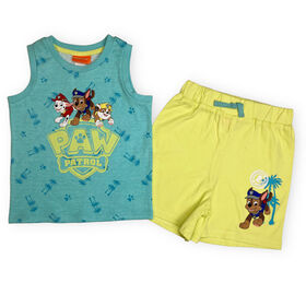 Paw Patrol - 2 Piece Tank and Short Set - Aqua/Lime - 2T
