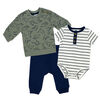 Baby Mode 3 Piece French Terry Set: Green Dinosaur