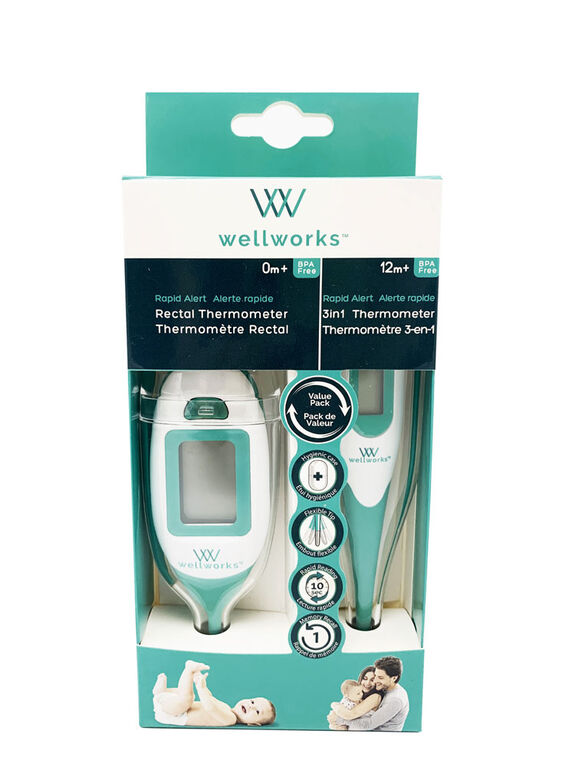 wellworks Combo Rapid Alert Rectal and 3in1 Digital Thermometer