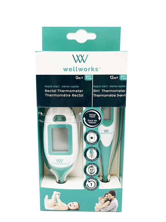 Wellworks Combo Rapid Alert Rectal and Thermomètre numérique 3en1<br>