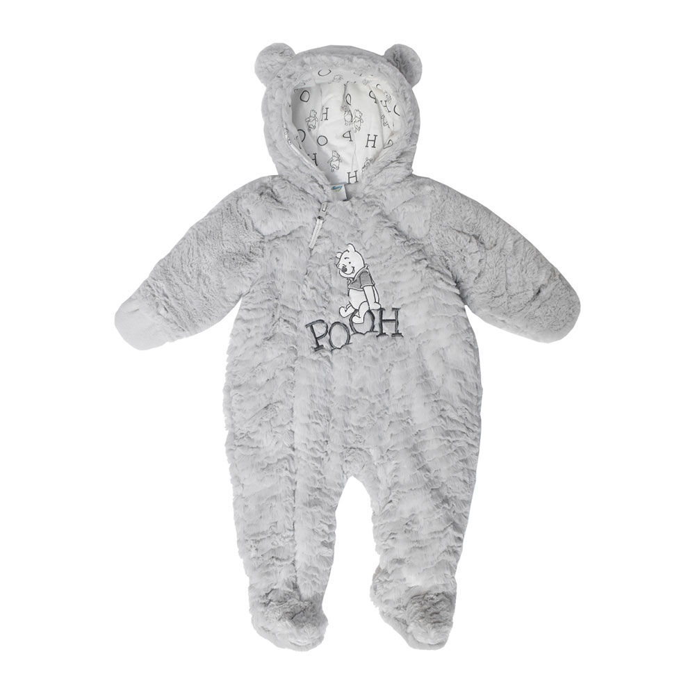 Disney s Winnie the Pooh Faux Fur Pramsuit Grey 0 3 Months