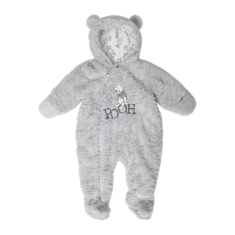 Disney`s Winnie the Pooh Faux Fur Pramsuit - Grey, 0-3 Months