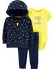 Carter's 3-Piece Bananas Cardigan Set - Navy/Yellow, 9 Months