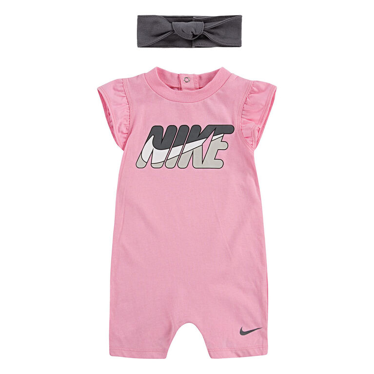 Nike Romper with Headband - Pink, 12 Months