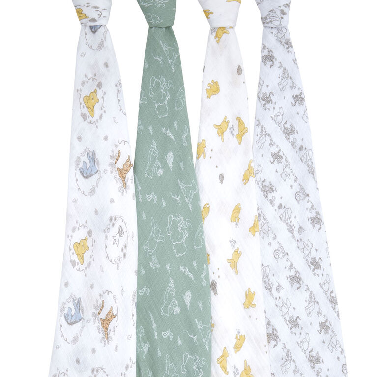 Muslin Swaddle Blk 4 Pack - Disney Winnie