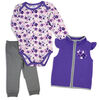 Baby Mode 3 Piece Vest Set: Purple Floral 24M