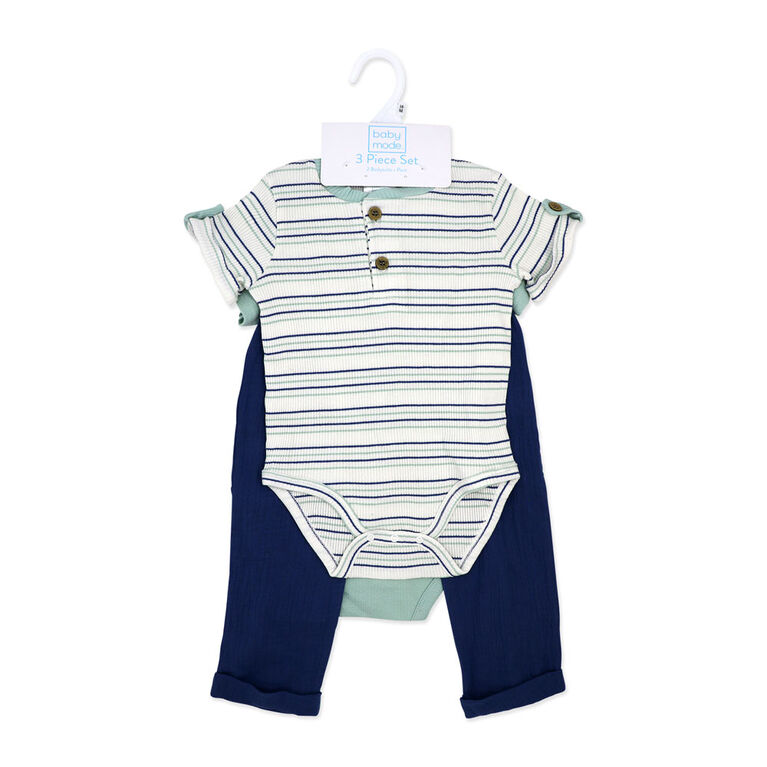 Mode bébé Ensemble pantalon 3 pièces : bleu aqua