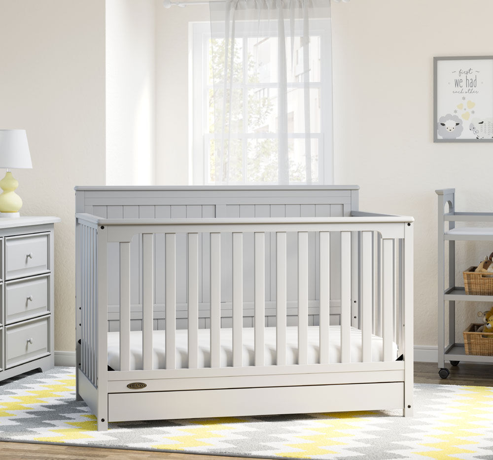 Convertible crib with shop storage