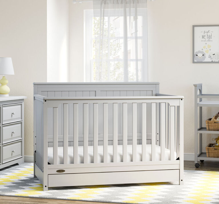 Graco Hadley 4in1 Convertible Crib with Drawer Pebble Grey Babies