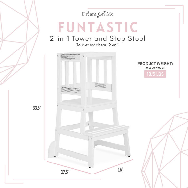 2-In-1 Learning TowerandStep Stool White