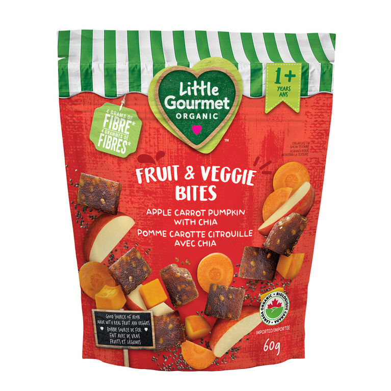 Little Gourmet Organic Fruit & Veggies Bites Apple Carrot Pumpkin with Chia