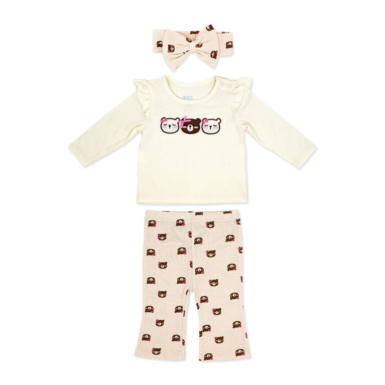 Baby Mode 3 Piece Legging and Headband Set: Team Teddy 12M